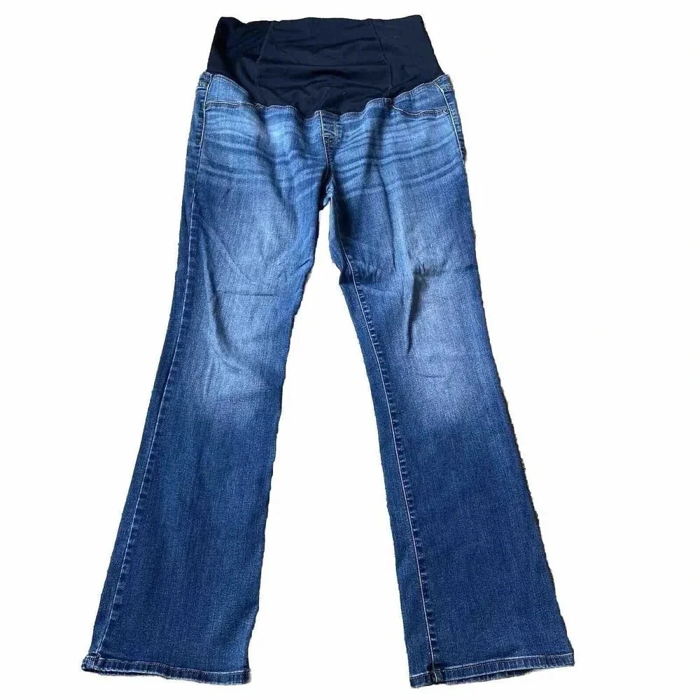 Isabel Marternity Skinny Bootcut Jeans Dark Wash Blue Pockets Stretch Sz 12/31R